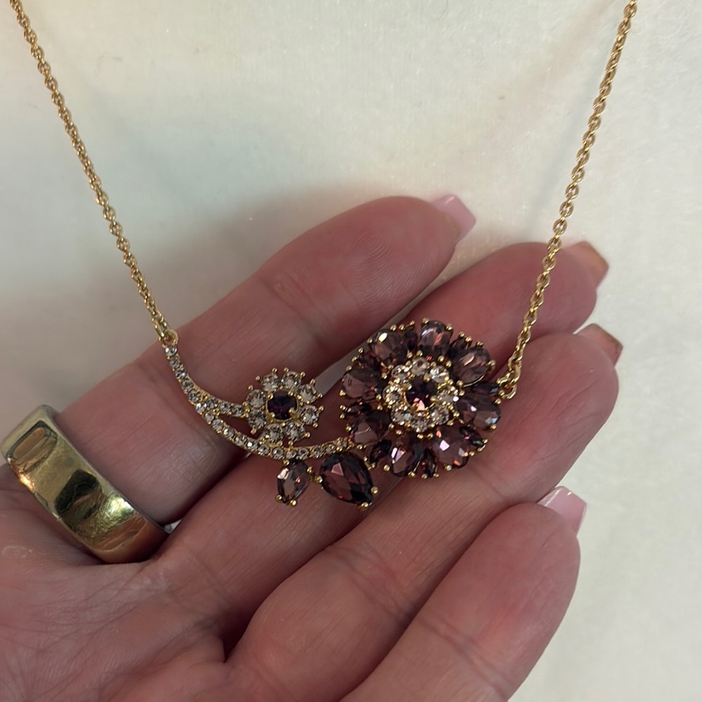 Kate Spade Elegant Gold and Purple Floral Necklace - Picture 2 of 3